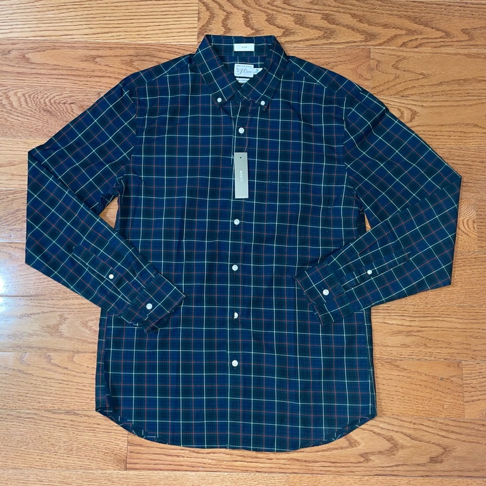 J.Crew Slim Secret Wash Poplin Cotton Shirt - Size Medium